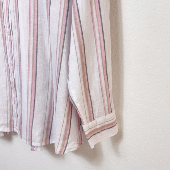 GAP WOMEN'S LINEN PINK WHITE MULTICOLOR BUTTON DOWN SIZE XL BRAND NEW WITH TAGS - Picture 6 of 8